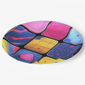 抽象芸術カラフルブロックパターン ペーパープレート (アングル)