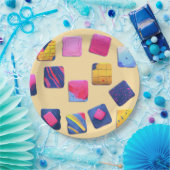 抽象芸術カラフルブロックパターン ペーパープレート (パーティー)