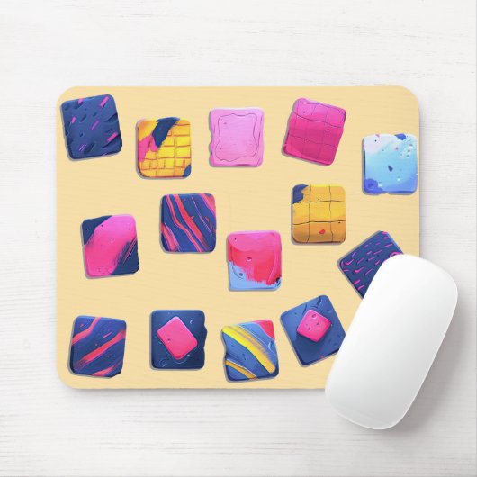 抽象芸術カラフルブロックパターン マウスパッド (マウス)