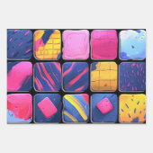 抽象芸術カラフルブロックパターン ラッピングペーパーシート (正面2)