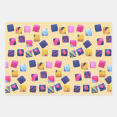 抽象芸術カラフルブロックパターン ラッピングペーパーシート (正面)