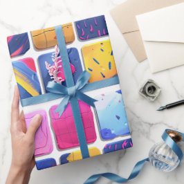 抽象芸術カラフルブロックパターン ラッピングペーパー