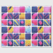 抽象芸術カラフルブロックパターン ラッピングペーパー (フラット)