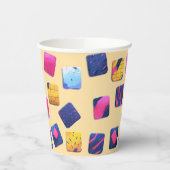 抽象芸術カラフルブロックパターン 紙コップ (左)