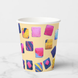 抽象芸術カラフルブロックパターン 紙コップ
