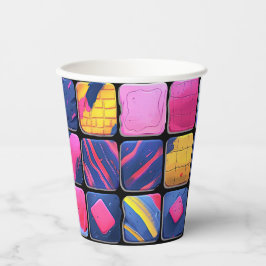 抽象芸術カラフルブロックパターン 紙コップ