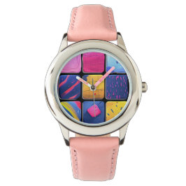 抽象芸術カラフルブロックパターン 腕時計