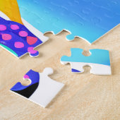 抽象芸術カラフルボクサー犬の青い背景 ジグソーパズル (側面)