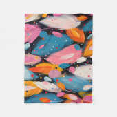 抽象芸術カラフルボヘミアンの羽 フリースブランケット (正面)