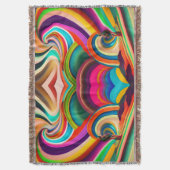抽象芸術カラフルボンナローサイケデリックフェスティバル スローブランケット (正面縦)