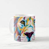 抽象芸術カラフルポートレート白獅子 コーヒーマグカップ (正面左)