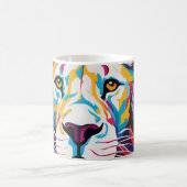 抽象芸術カラフルポートレート白獅子 コーヒーマグカップ (中央)