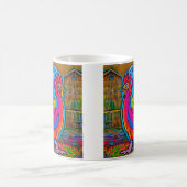 抽象芸術カラフルマンガランロースター コーヒーマグカップ (中央)