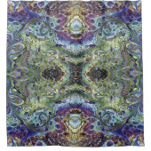 抽象芸術カラフルマンダラオリーブセージ紫ブルー シャワーカーテン (正面)