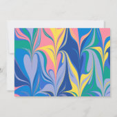 抽象芸術カラフルマーブルブルーカスタムブライダルシャワー サンキューカード (裏面)