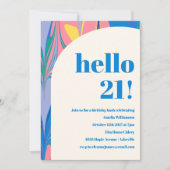 抽象芸術カラフルマーブルブルーピンクバースデーパーティー 招待状 (正面)