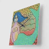 抽象芸術カラフルマーメイドアートスクエアウォールクロック スクエア壁時計 (傾斜)