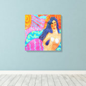 抽象芸術カラフルマーメイドストレッチキャンバス印刷 キャンバスプリント (インサイチュ (ウッドフロア))