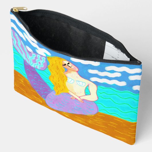 抽象芸術カラフルマーメイド絵画ズ アクセサリーポーチ (見開き)