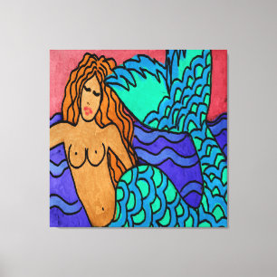 抽象芸術カラフルマーメイド絵画ズ キャンバスプリント