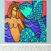 抽象芸術カラフルマーメイド絵画ズ キャンバスプリント (インサイチュ (ウッドフロア))