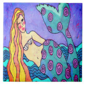 抽象芸術カラフルマーメイド絵画ズ タイル (正面)