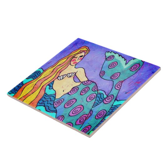抽象芸術カラフルマーメイド絵画ズ タイル (側面)