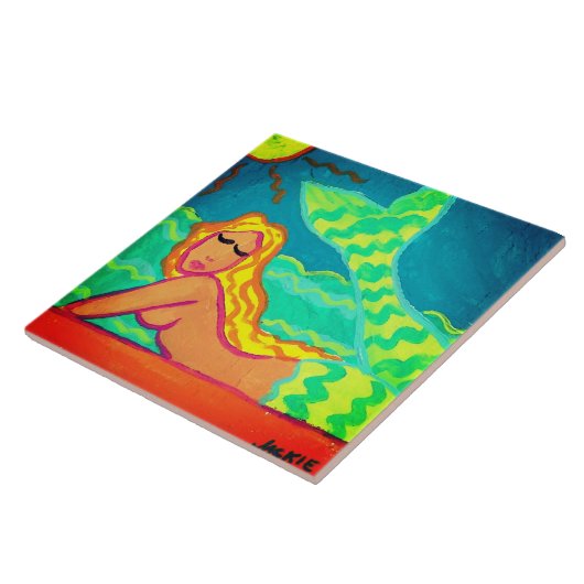 抽象芸術カラフルマーメイド絵画ズ タイル (側面)