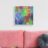 抽象芸術カラフルミックスメディアリーフデジタルアート キャンバスプリント (インサイチュ (リビング))