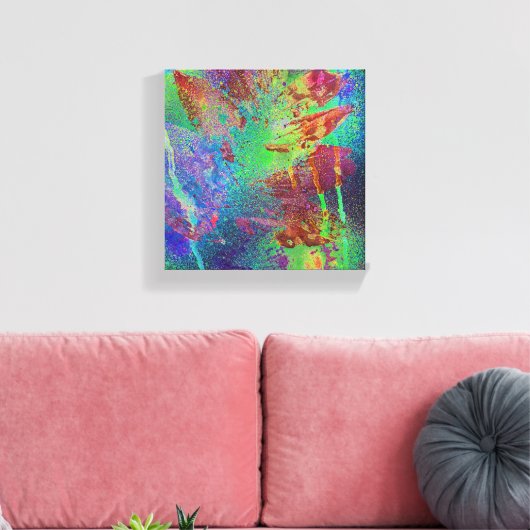 抽象芸術カラフルミックスメディアリーフデジタルアート キャンバスプリント (インサイチュ (リビング))