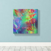 抽象芸術カラフルミックスメディアリーフデジタルアート キャンバスプリント (インサイチュ (ウッドフロア))
