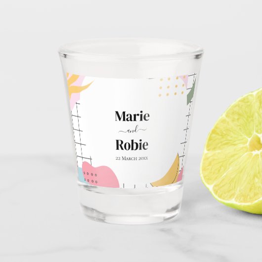 抽象芸術カラフルメンフィス結婚ズ ショットグラス (正面)