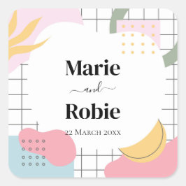 抽象芸術カラフルメンフィス結婚ズ スクエアシール