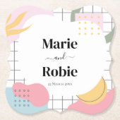 抽象芸術カラフルメンフィス結婚ズ ペーパーコースター (正面)