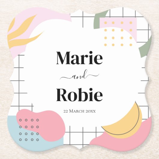 抽象芸術カラフルメンフィス結婚ズ ペーパーコースター (正面)