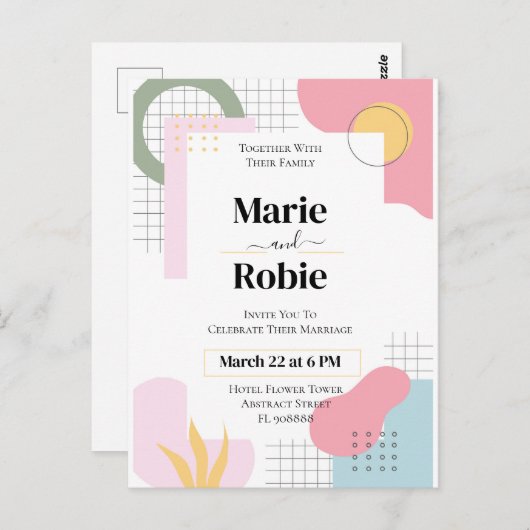 抽象芸術カラフルメンフィス結婚ズ ポストカード (正面/裏面)