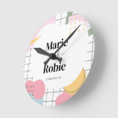 抽象芸術カラフルメンフィス結婚ズ ラウンド壁時計 (傾斜)