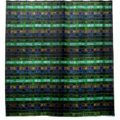 抽象芸術カラフルモザイクのステンドグラス#10 シャワーカーテン (正面)