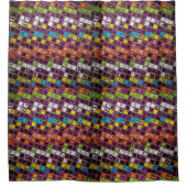 抽象芸術カラフルモザイクのステンドグラス#4 シャワーカーテン (正面)