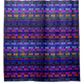 抽象芸術カラフルモザイクのステンドグラス#8 シャワーカーテン (正面)