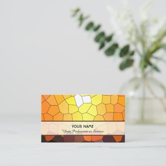 抽象芸術カラフルモザイクサンセットタイル模様 名刺 (スタンド正面)
