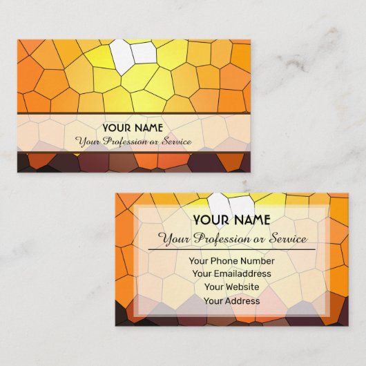 抽象芸術カラフルモザイクサンセットタイル模様 名刺 (正面/裏面)