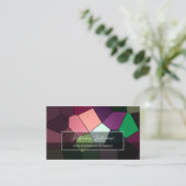 抽象芸術カラフルモザイクタイル 名刺 (スタンド正面)