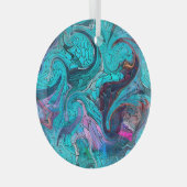 抽象芸術カラフルモザイク人魚またはドラゴンはかりで測 ガラスオーナメント (正面右)