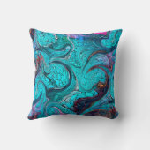 抽象芸術カラフルモザイク人魚またはドラゴンはかりで測 クッション (裏面)