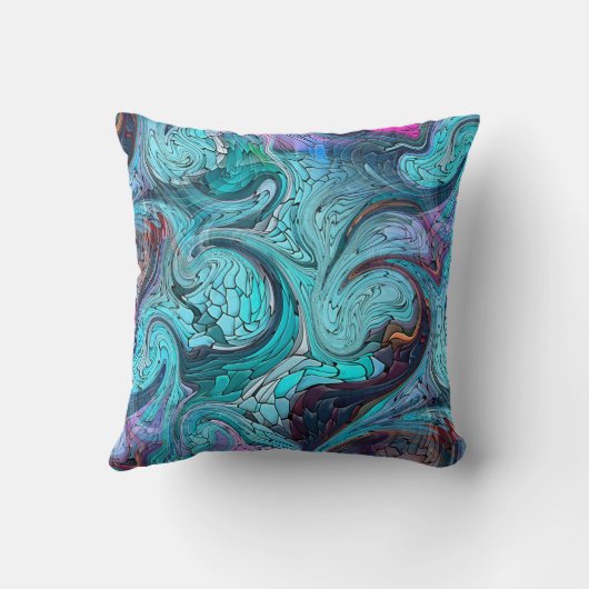 抽象芸術カラフルモザイク人魚またはドラゴンはかりで測 クッション (裏面)