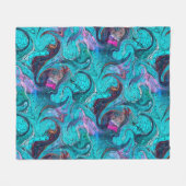 抽象芸術カラフルモザイク人魚またはドラゴンはかりで測 フリースブランケット (正面(横))