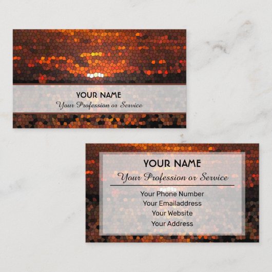 抽象芸術カラフルモザイク夕焼けタイルパターンbusi 名刺 (正面/裏面)