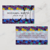 抽象芸術カラフルモザイク模様モノグラム#9 名刺 (正面/裏面)