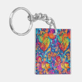 抽象芸術カラフルモダンサマーガーデン キーホルダー (正面左)